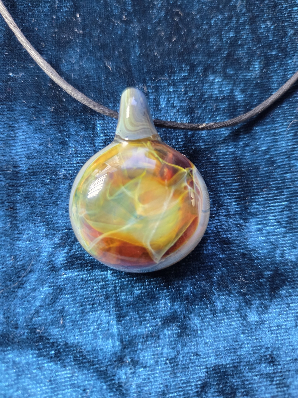 Artisan Multicolor Glass Pendant Necklace - Yellow & Orange - Picture 2 of 7